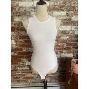 Shop Priceless White Ribbed Sleeveless Tank Bodysuit - Small